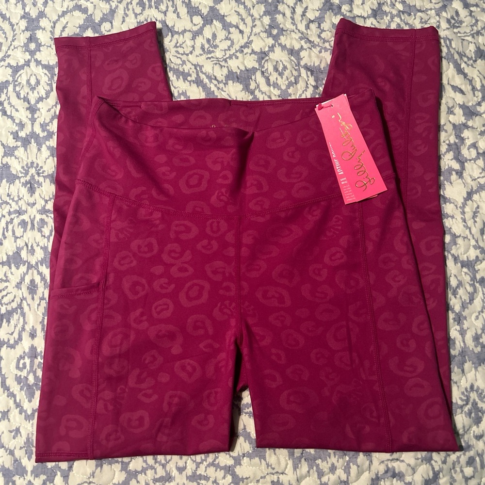 Lily Pulitzer luxetic Pink Leopard Print Leggings NWT